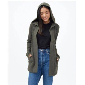 tentree Grey-Tinted Ivy Green TreeWaffle Knit Cardigan size XS